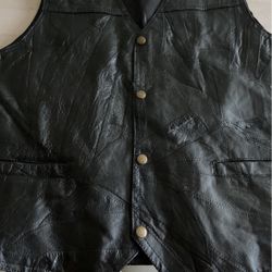 Black Leather Vest  For Men Medium Size