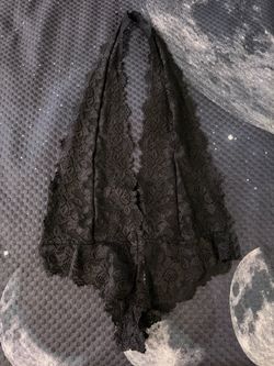 Adore Me Black Floral Lace Deep V Halter Teddy Bodysuit M – NWOT