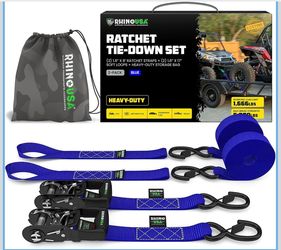 Blue Ratchet Tie-Down Set 2-pack