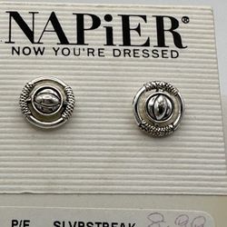 Vintage New Napier Stud Earrings Silver Tone 