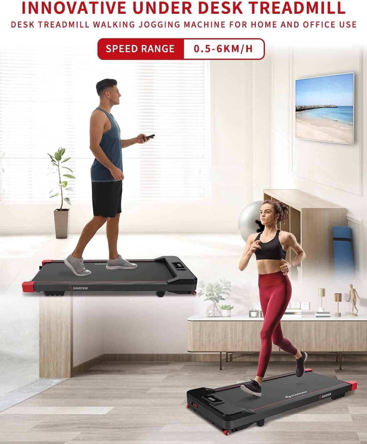 Under Desk Treadmill, Walking Pad Treadmill 300 lb Capacity, Desk Treadmill Exercise Machine with Remote Control and LED Display, Electric Small Tread