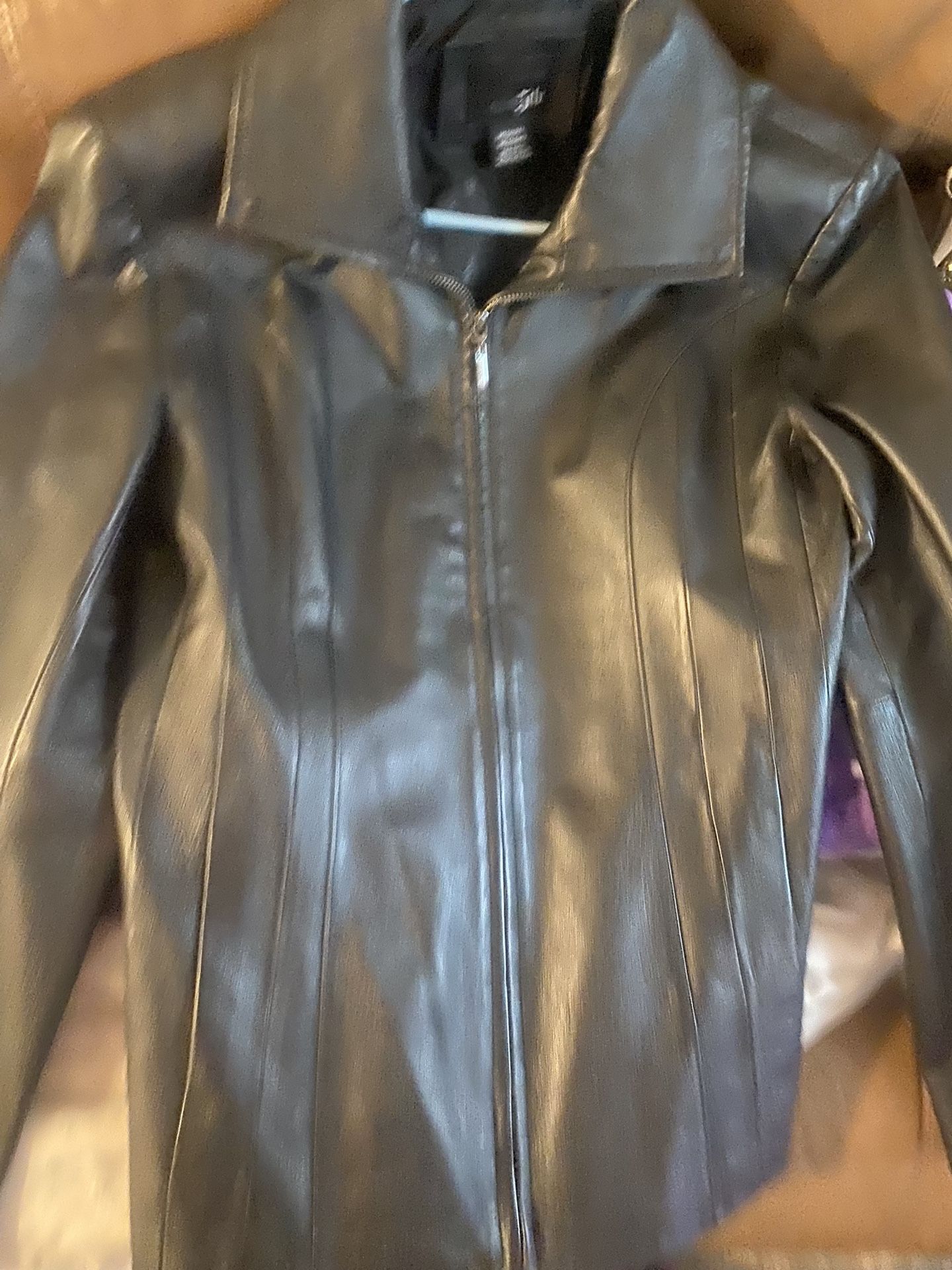 Black Leather Jacket Unisex Size Med