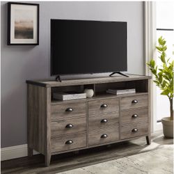 New In Box Farmhouse TV Stand For TVs Upto To 56 Inches (Grey wash)