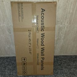 set of two acoustic wood slat wall panels designed for sound reduction and interior decoration. 