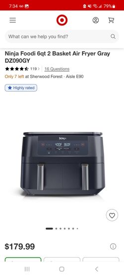 Ninja Foodi 6qt 2 Basket Air Fryer Gray $130