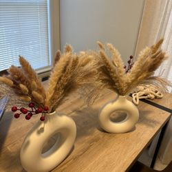 Decorative Ceramic Vases (feaux Plant Included)