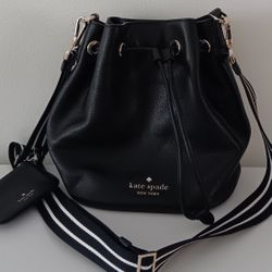 New Kate Spade Rosie Small Leather Bucket Bag Black