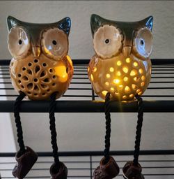 💫 Yellow-glazed bodies with pierced floral patterns and dangling rope legs with brown boots (Set of 2)