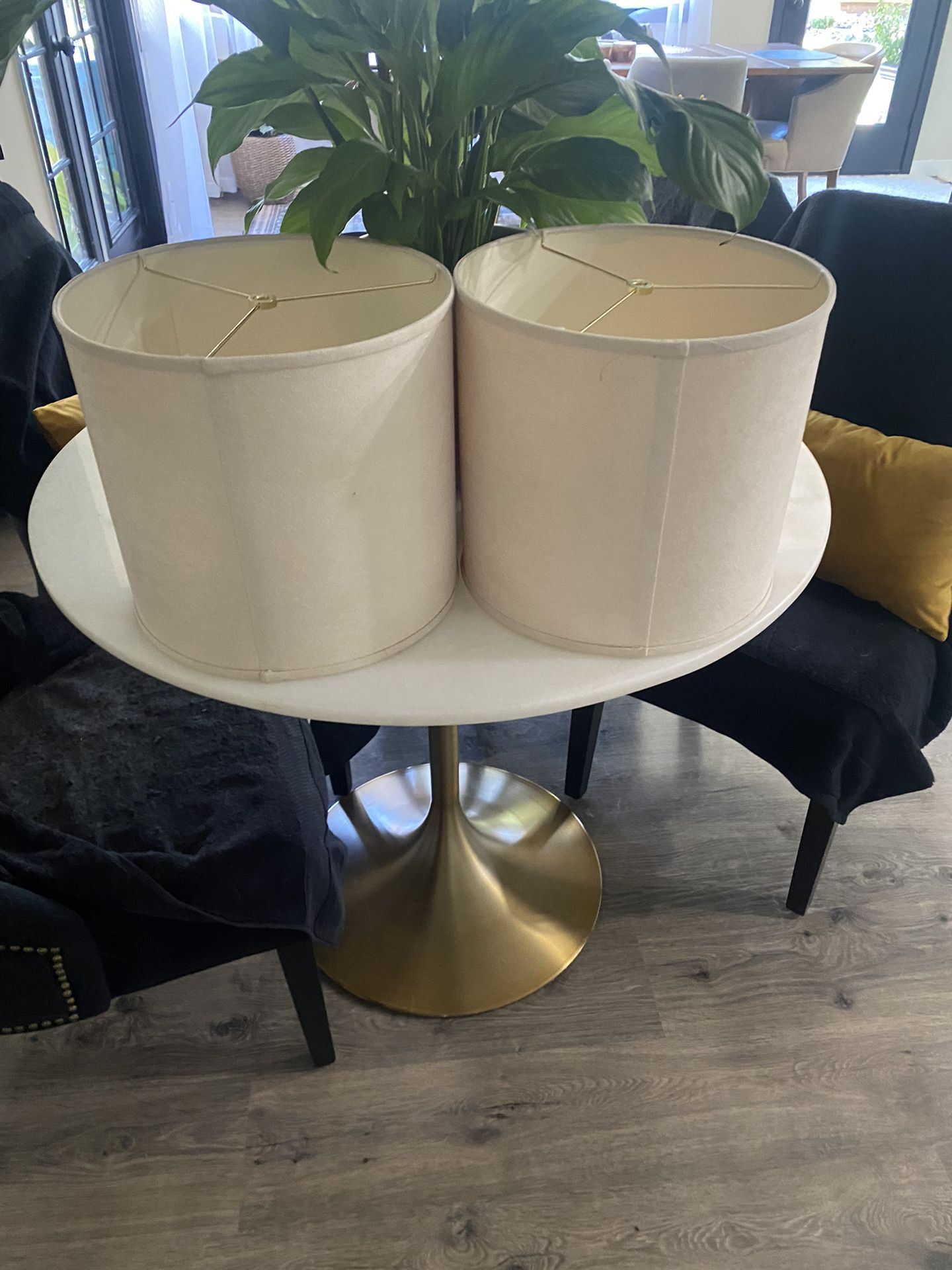 Pair of "velour ish" cream Lamp Shades