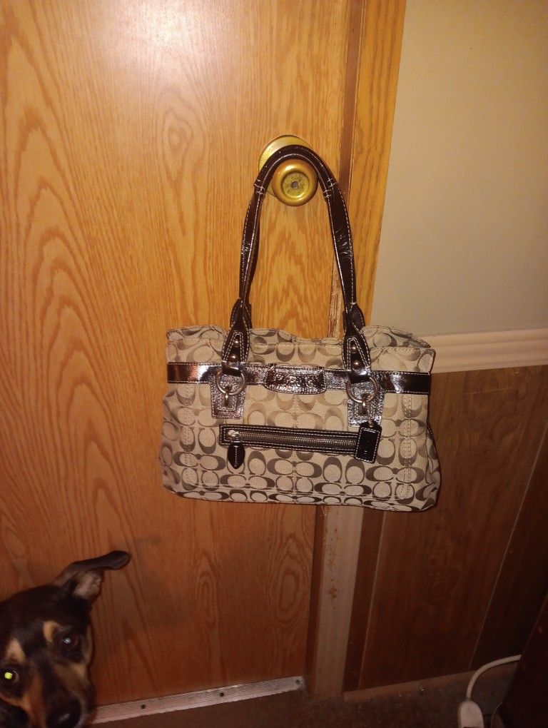 Coach Satchel In Brown And Black