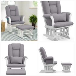 White/grey Glider Chair With Ottoman (Brand New)