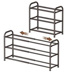 Gonfoam 3-Tier Expandable Shoe Rack,Adjustable Shoe Shelf Storage Organizer Heavy Duty Metal Free Standing Shoe Rack for Entryway Closet Doorway (Bron