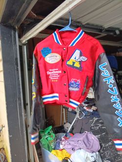 Red Varsity Letterman Jacket with Patches