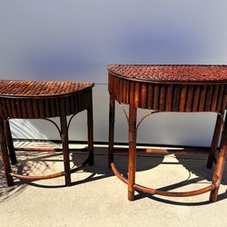 Set of 2 Bamboo wall side tables