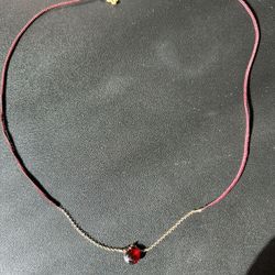 14K GOLD GARNET GEMSTONE 16” NECKLACE