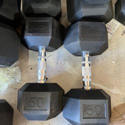 Rep Fitness 50lb Rubber Hex Dumbbell Pair