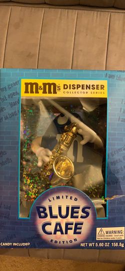 M&M's Blue Cafe Blue M&M Character Dispenser New