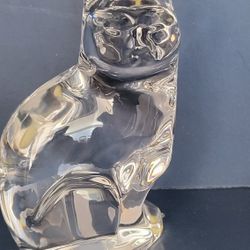 BEAUTIFUL ORREFORD CRYSTAL CAT FIGURINE  IN EXCELLENT CONDITION SIGNED 5"X3"