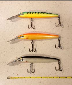 Vintage Rapala CD-18 Magnum Finland Lot of 3 Sinking Lures 7" Finland