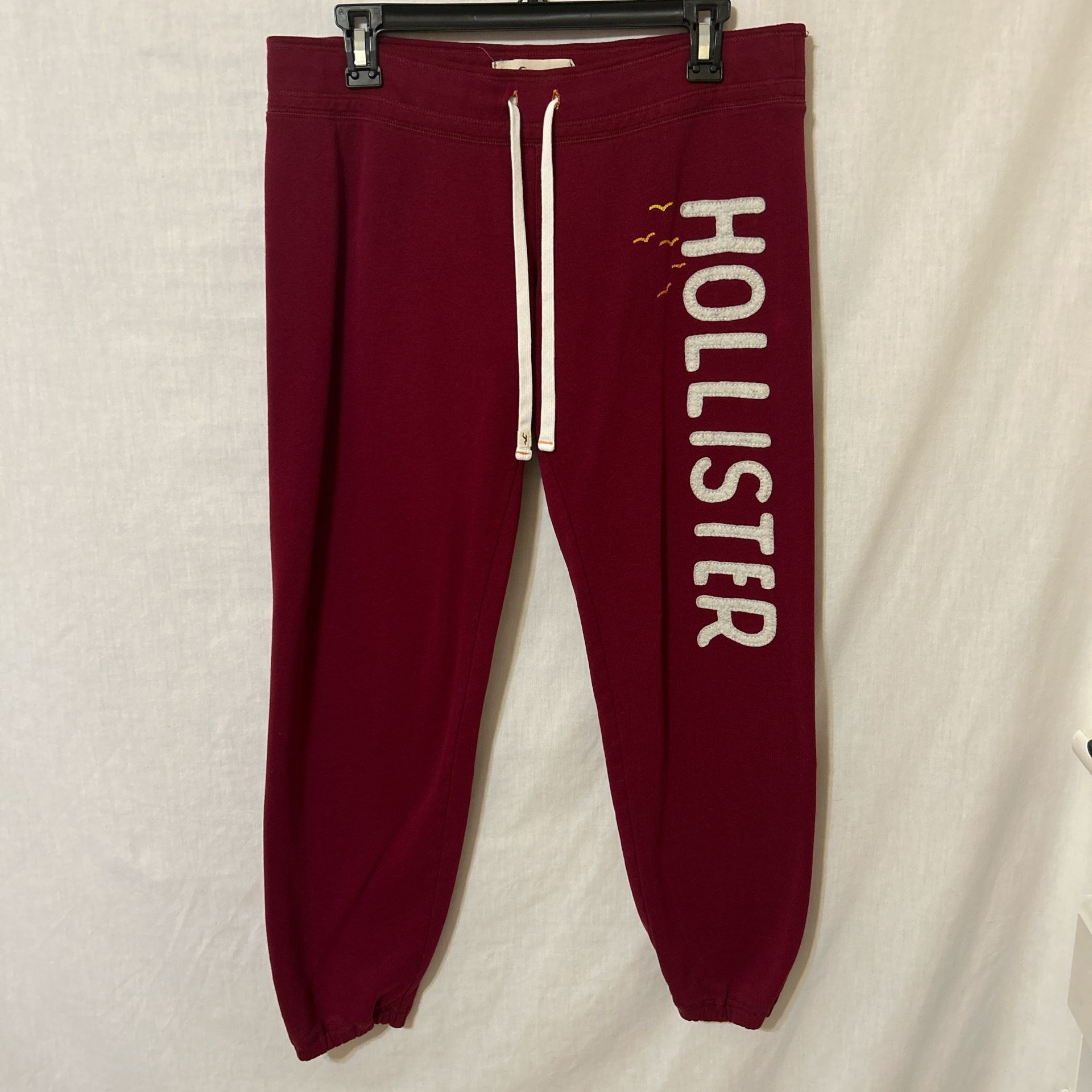 Hollister Maroon Ankle Joggers with Logo