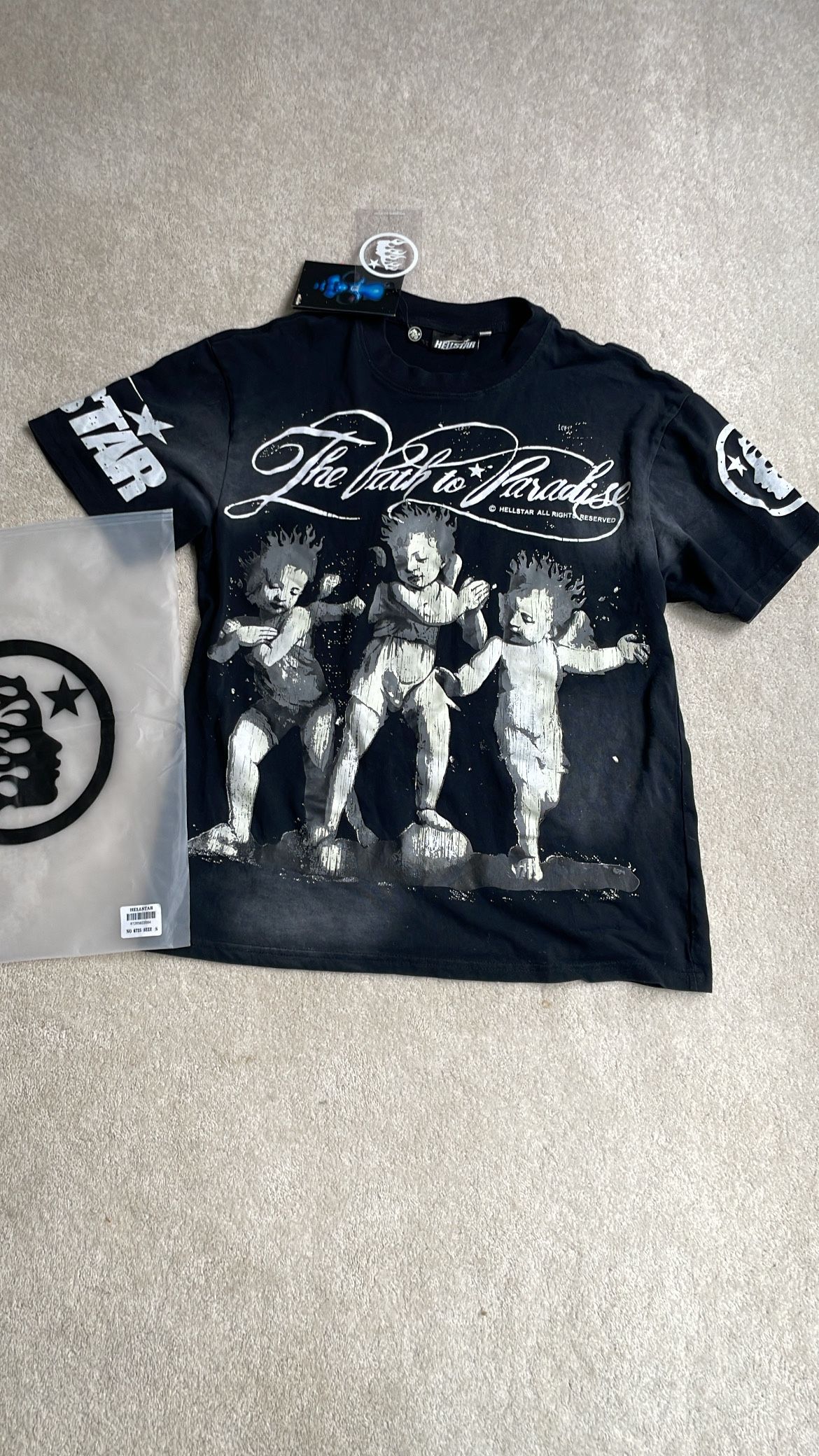 hellstar t shirt black and white