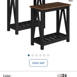 ChooChoo Farmhouse End Table, Nightstand Sofa Table for Living Room, Bedroom Black 2 Pack