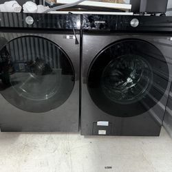 Samsung  Side-by-Side Front Load Washer and Electric Dryer Set in Black