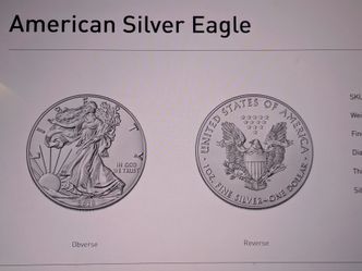 American Silver Eagle 1 oz at $5.50 over spot