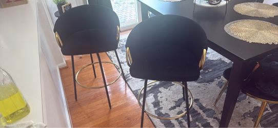 Black and Gold Bar Stools Set of 2