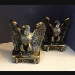 Pair of Antique 1776 Brass American Eagle Bookends