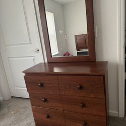 Headboard With Rails And Dresser With Mirror 