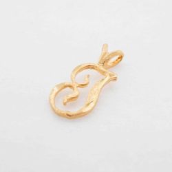 Womens 14K Yellow Gold Letter J Charm Pendant #23409