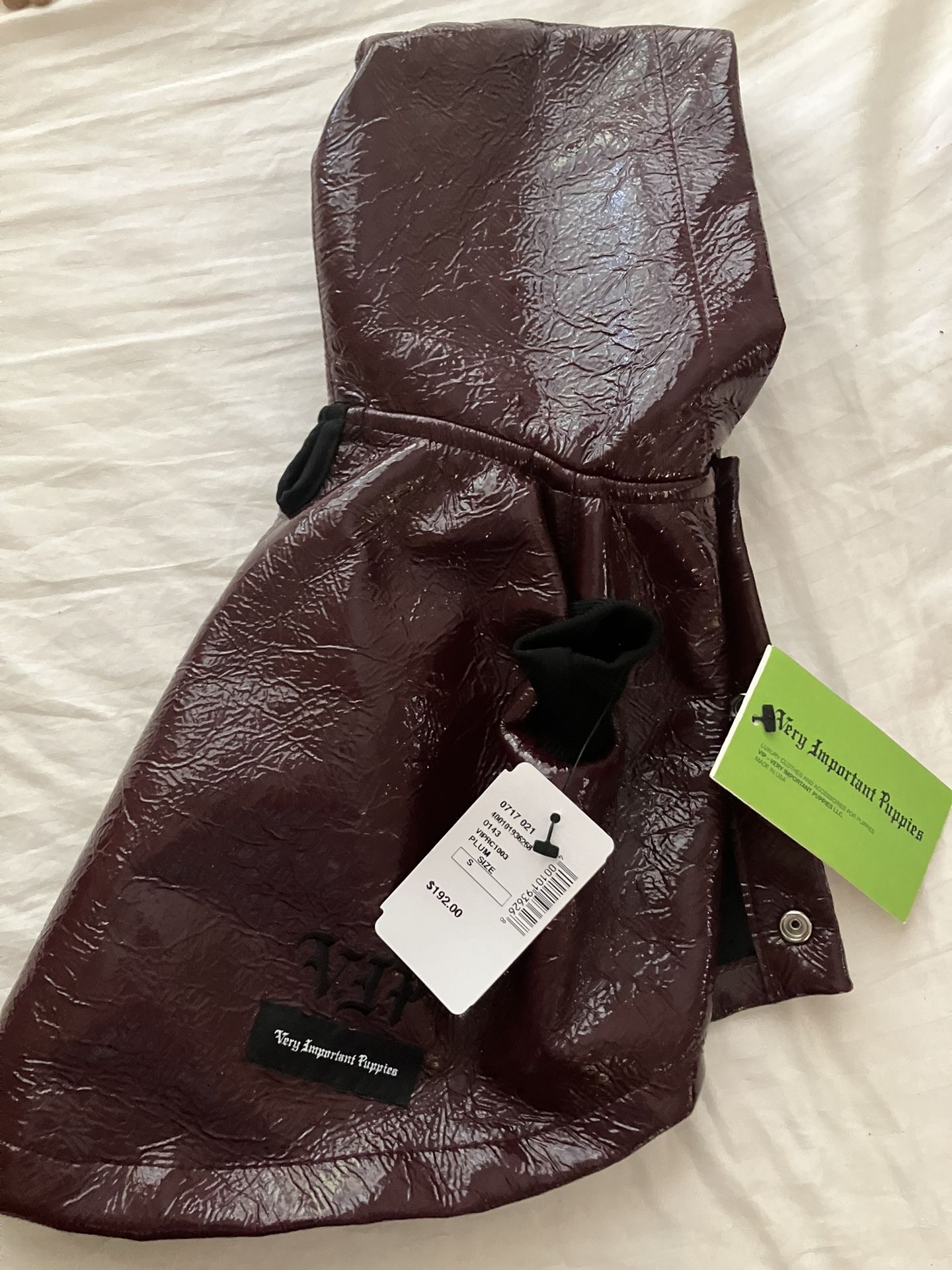 Authentic VIP (Very Important Pupplies) Plum Rain Coat for "Extra Small" Dog