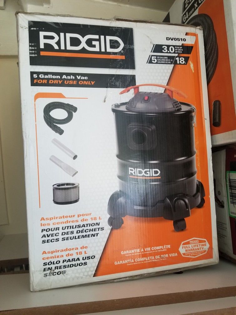 RIDGID DV0510 5 Gal. 3.0-Peak HP Cool/Dry Ash Canister Shop Vacuum

