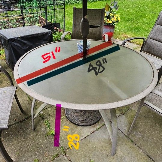 Frosted Glass Top Patio Table