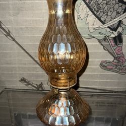 Antique Carnival Glass Oil Lamp - Gorgeous 