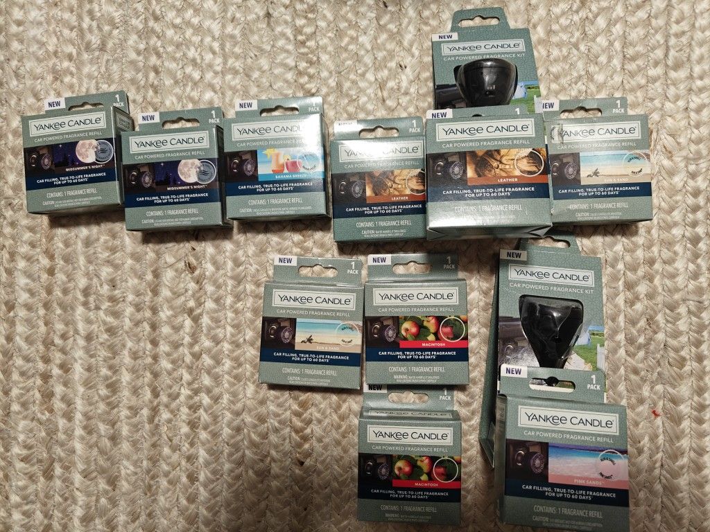 Yankee Candle car fragrance kit air freshener bundle (2 kits with tons of refills)