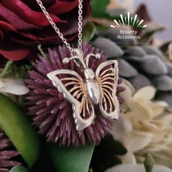 Sterling Silver 925 Necklace With Butterfly Vintage Pendant