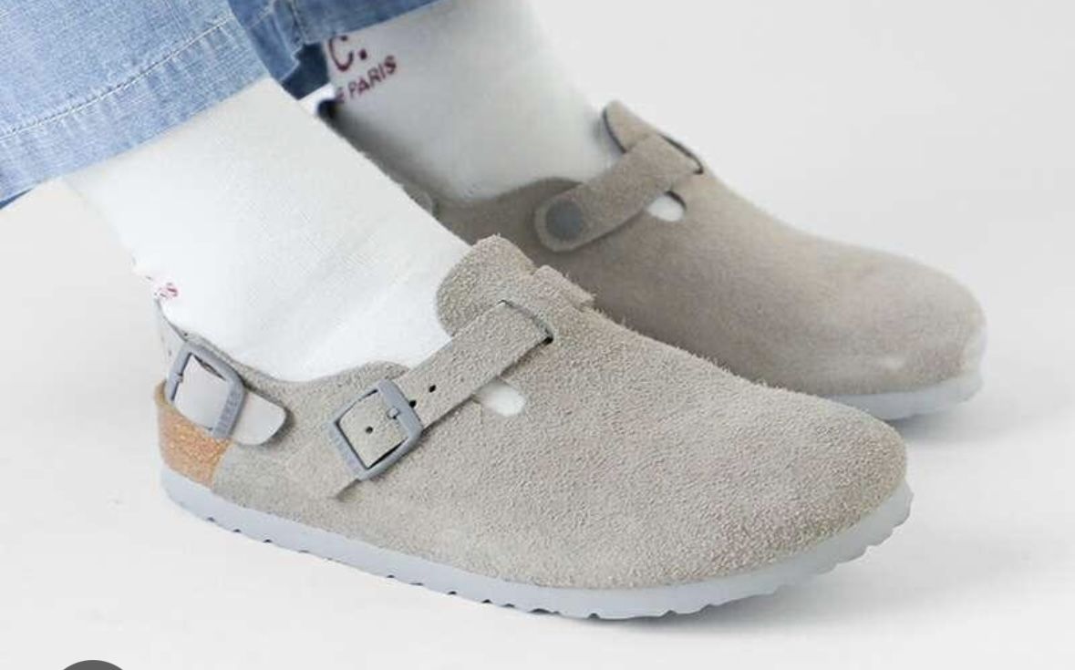 Birkenstock Tokio Suede Leather - Stone Coin clogs NWT