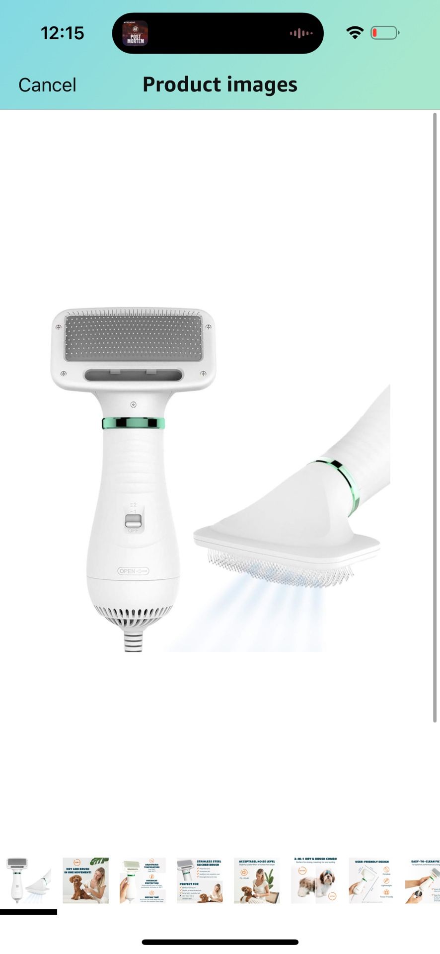 2-in-1 Dog Hair Dryer with Slicker Brush for Small-Sized Dogs and Cats | Pet Hair Dryer | Dog Blow Dryer | 300 Watts, 75-85 dB, Adjustable Temperature