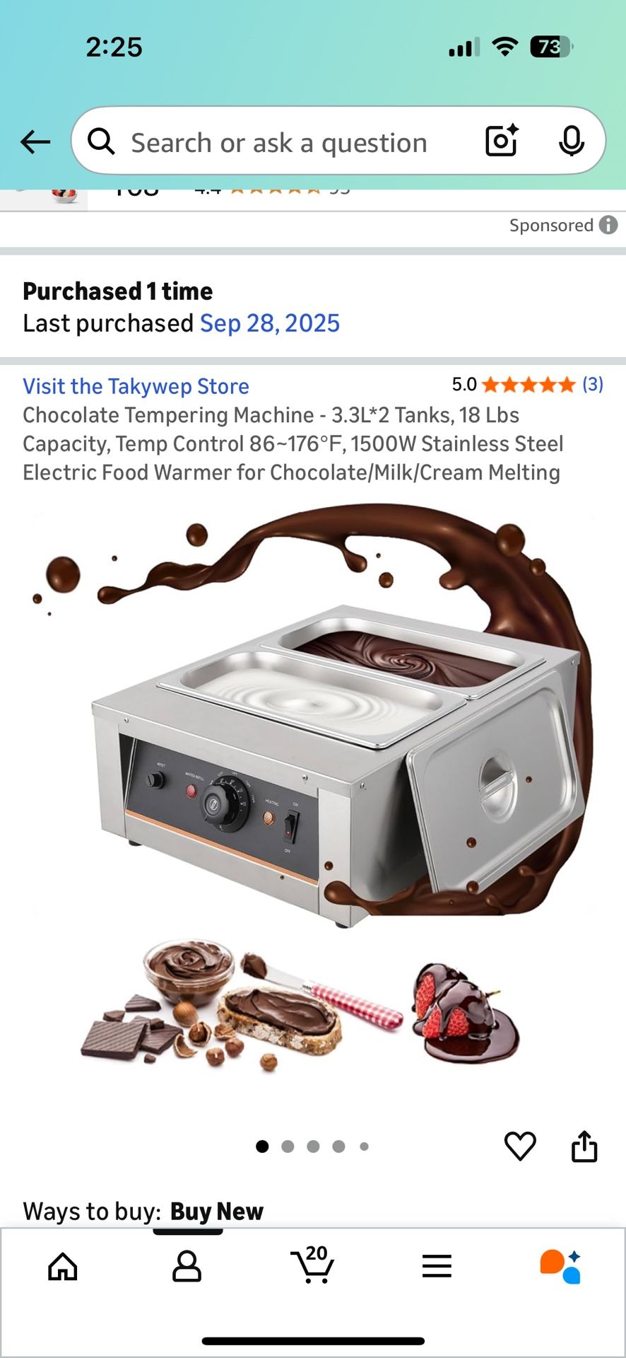 Chocolate tempering machine