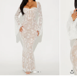 Fiona Lace Maxi Dress XL white fahsionnova dress