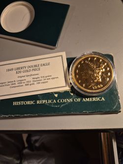 1849 Liberty Double Eagle $20 Gold Replica Coin