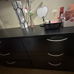 Black Dresser, Vanity, Side tables (offers open)
