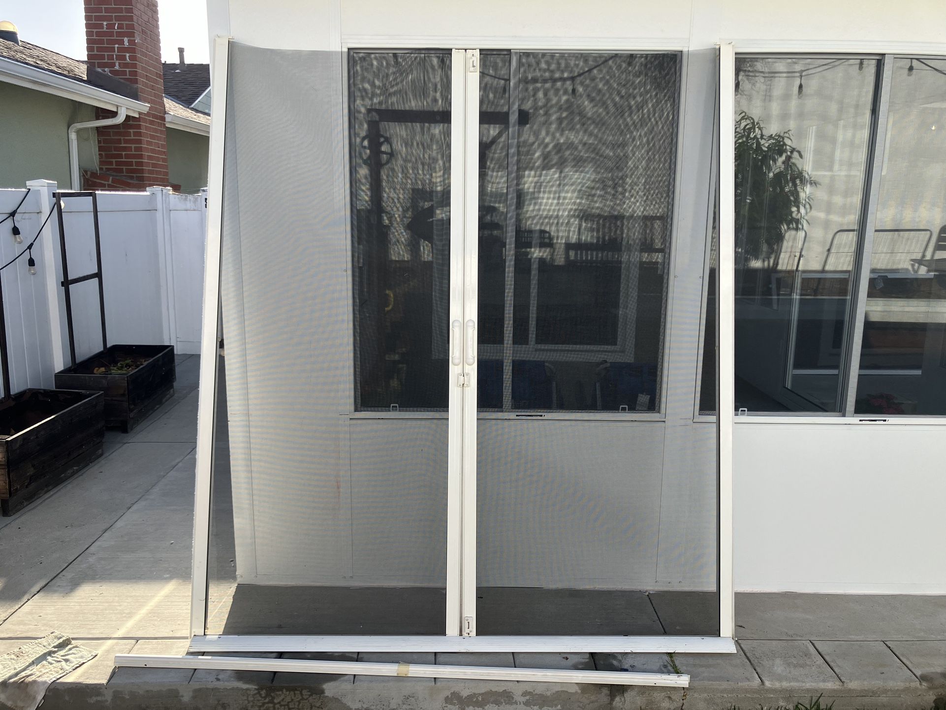 Large Sliding Aluminum Retractable Screen Door French Doors
