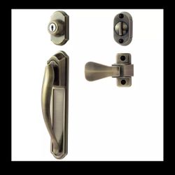 Ideal Security Door Handle with Keyed Deadbolt for Storm and Screen Doors, Black (4-Piece Set)