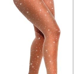 Sparkly Fishnets Stockings Jeweled High Waist Fishnet Tights for Women Rhinestone Party Pantyhose