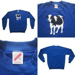 Rare VTG JERZEES 1983 Woody Jackson Sweatshirt Crewneck USA Made Sweater Longsleeve Pullover Vintage as painting cows before Ben & Jerry's approached 