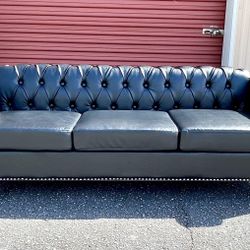 Chesterfield Tufted Faux Leather Sofa