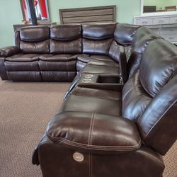 New Sectional Sofa With Three Power Recliners On Sale Now Don't Miss